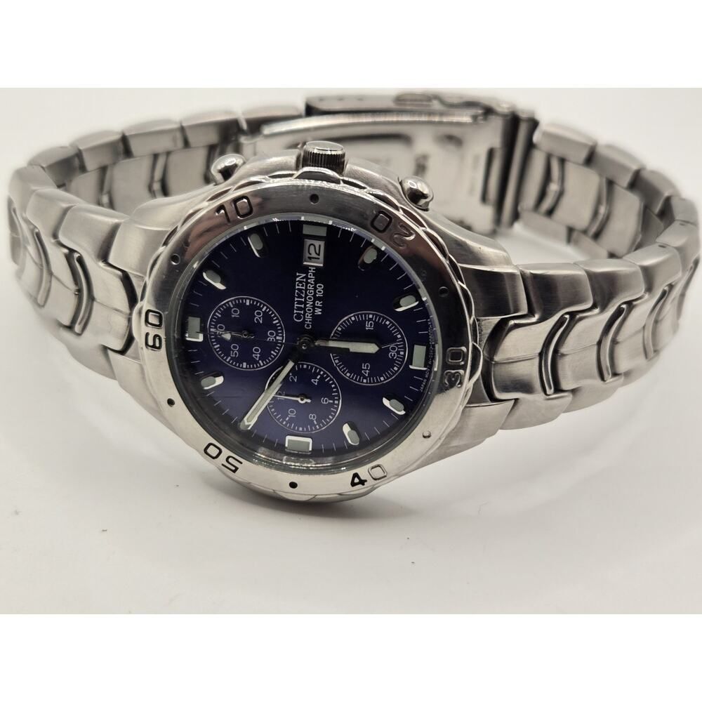 Citizen Chronograph 42mm Watch 0510-S92294 GN-4-S. New Battery. 8.5+" Band - Picture 8 of 10